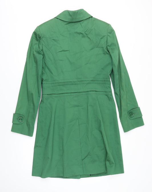 M&S Womens Green Rain Coat Coat Size 10 Button