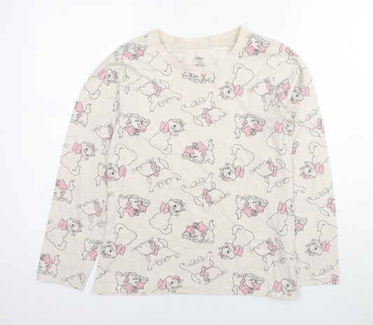 Disney Womens Ivory Cotton Basic T-Shirt Size 10 Round Neck - Marie The Aristocats Size 10-12