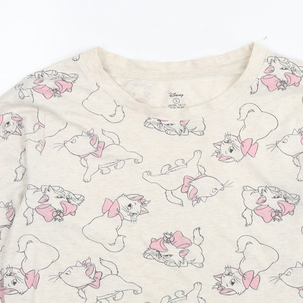 Disney Womens Ivory Cotton Basic T-Shirt Size 10 Round Neck - Marie The Aristocats Size 10-12