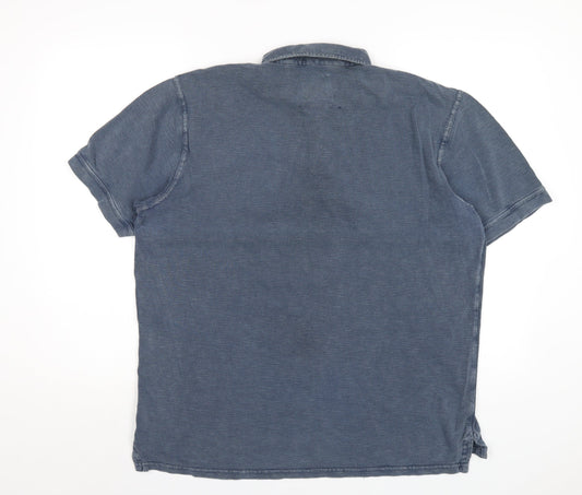 Esprit Mens Blue Cotton Polo Size XL Collared Button