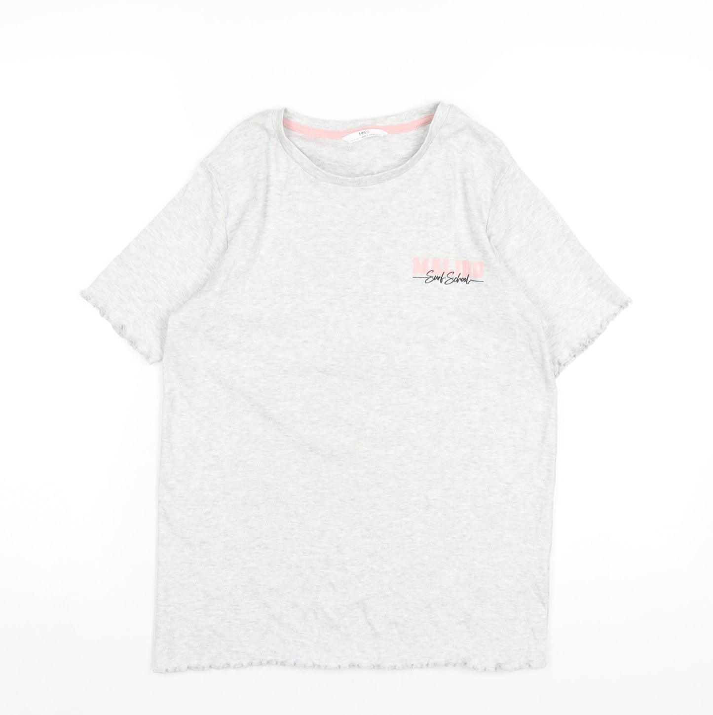 Marks and Spencer Womens Grey Cotton Basic T-Shirt Size 12 Round Neck