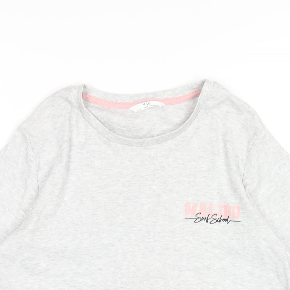 Marks and Spencer Womens Grey Cotton Basic T-Shirt Size 12 Round Neck