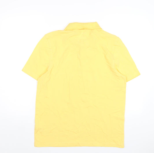Marks and Spencer Boys Yellow Cotton Basic Polo Size 15-16 Years Collared Button