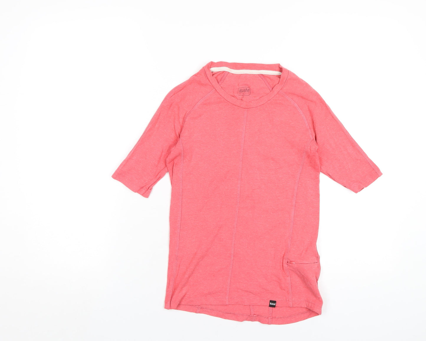 Bamboo Womens Pink Viscose Basic T-Shirt Size 8 Round Neck