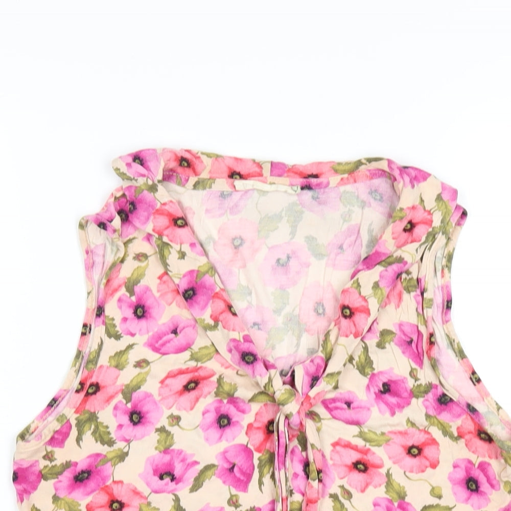Lakeland Womens Multicoloured Floral Viscose Basic T-Shirt Size 14 V-Neck