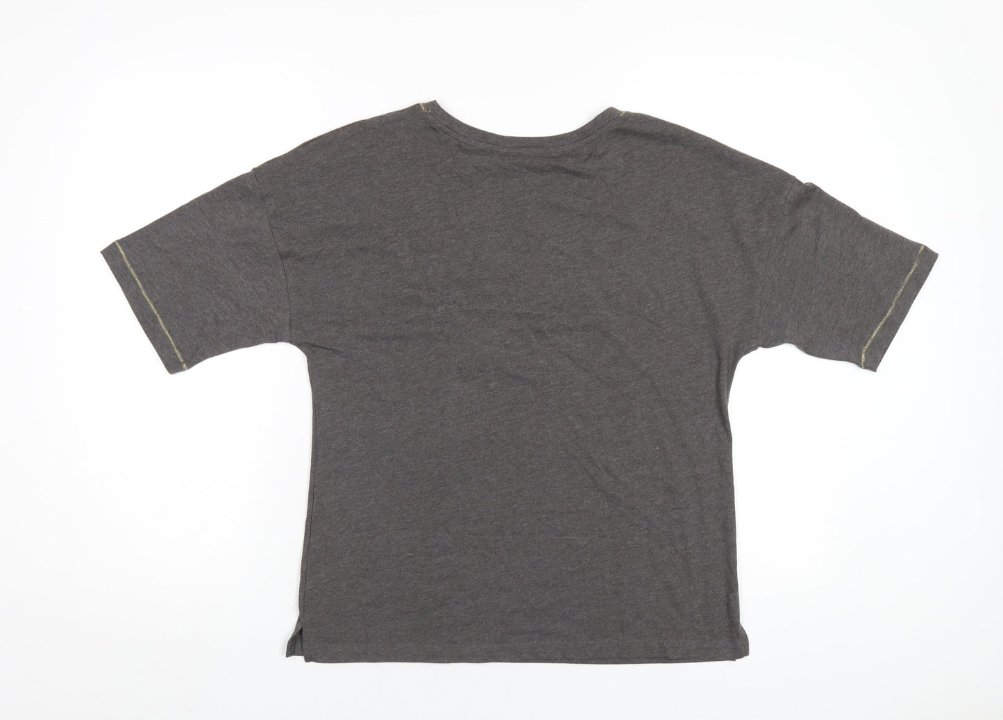 Marks and Spencer Womens Grey Solid Cotton Top Pyjama Top Size 8