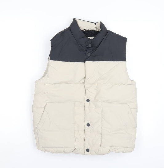 Marks and Spencer Boys Beige Quilted Waistcoat Size 11-12 Years Snap