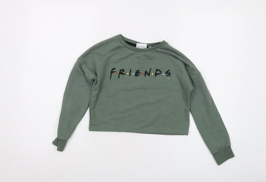 Friends Girls Green Cotton Pullover Sweatshirt Size 9-10 Years Pullover