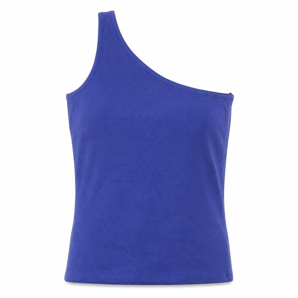 Marks & Spencer Womens Blue Cotton Basic Tank Size 16 One Shoulder