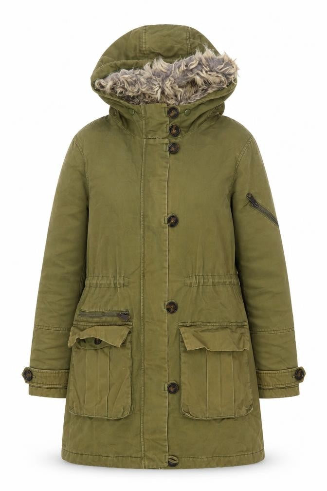 Topshop Womens Green Parka Coat Size 8 Zip
