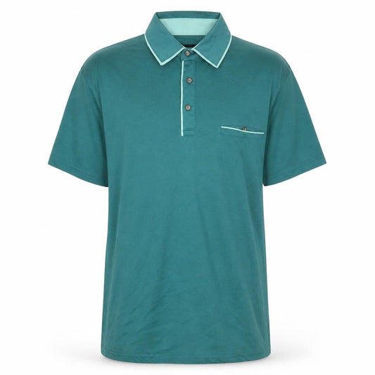 Charles Norton Mens Blue Polyester Polo Size M Collared Button