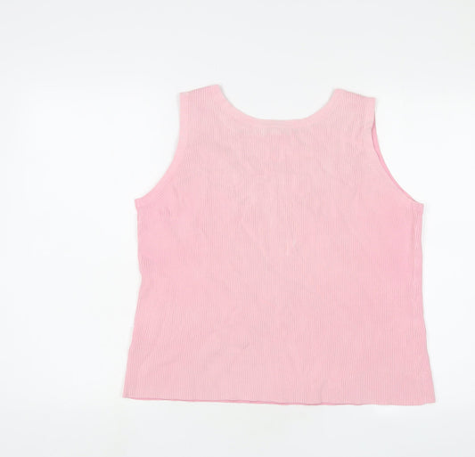 Landsend Womens Pink Cotton Camisole Tank Size 14 Scoop Neck