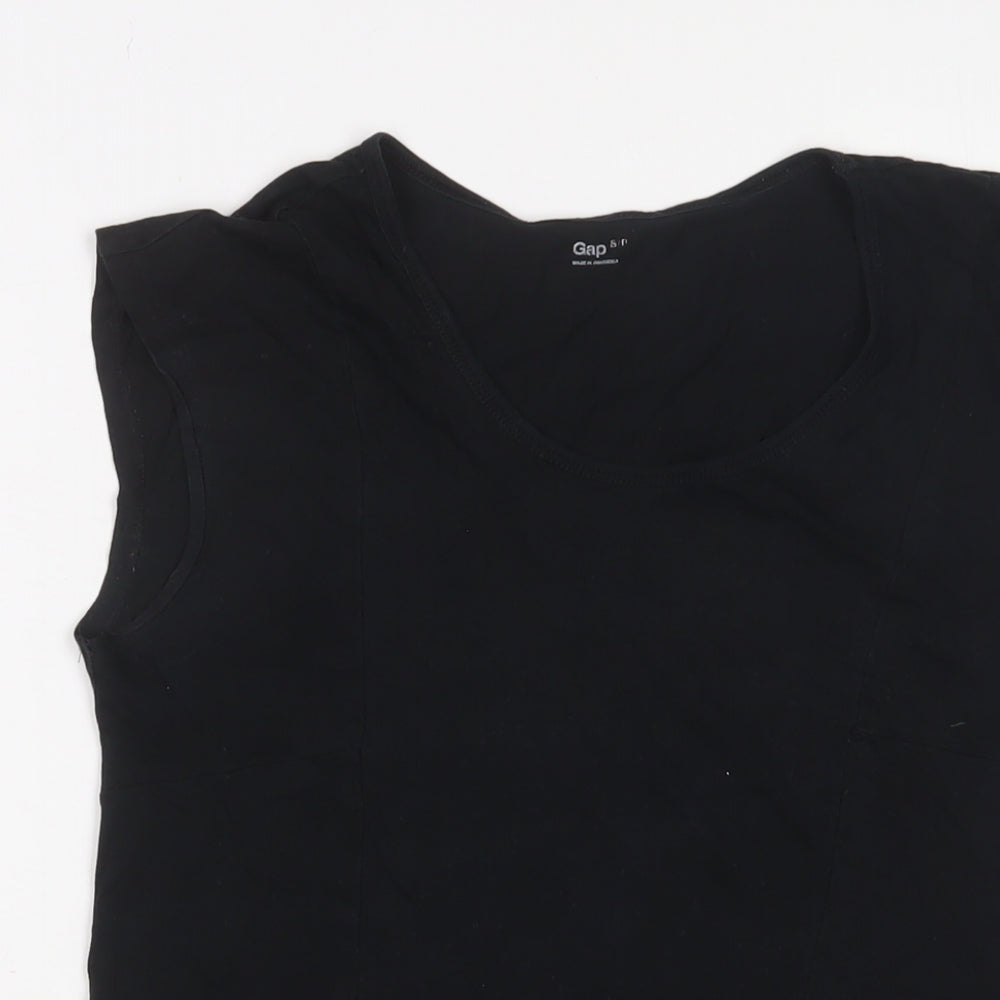 Gap Womens Black Cotton Basic T-Shirt Size S Scoop Neck