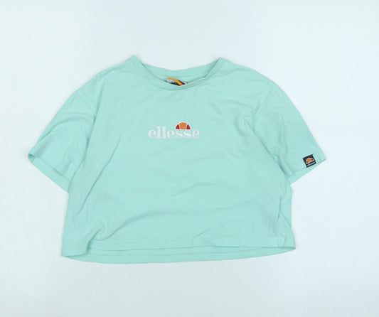 ellesse Girls Green Cotton Basic T-Shirt Size 13-14 Years Crew Neck - Logo - ellesse
