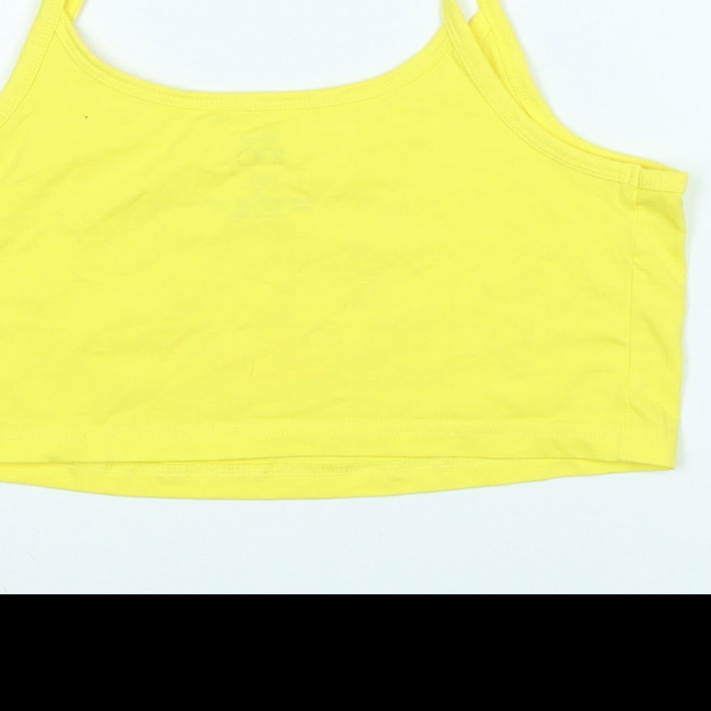 Disney Womens Yellow Cotton Camisole Tank Size S Square Neck - Logo - Enjoy the now