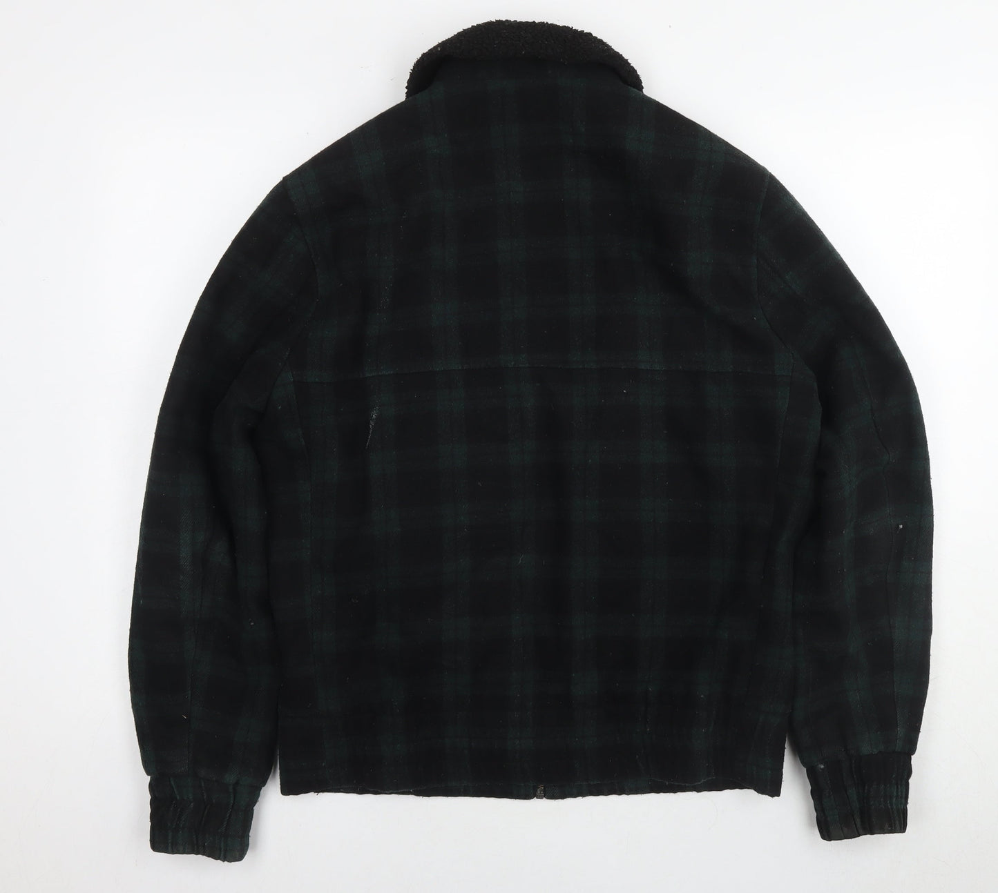 New Look Mens Green Check Jacket Coat Size M Zip