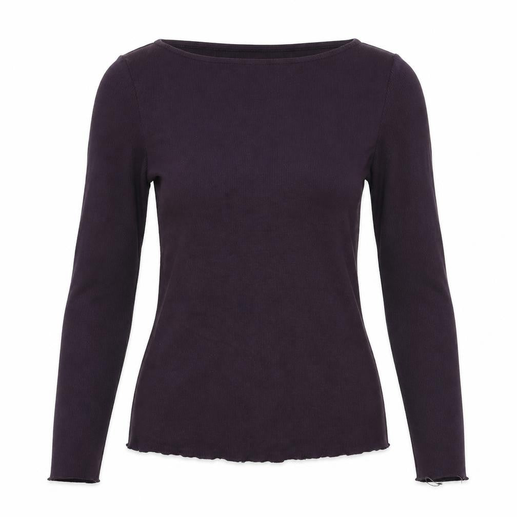 Marks and Spencer Womens Purple Acrylic Basic Blouse Size 10 Round Neck - Ribbed