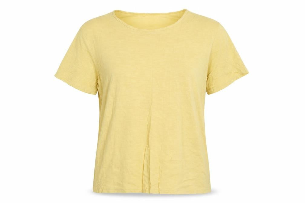Collins Womens Yellow Polyester Basic T-Shirt Size L Round Neck