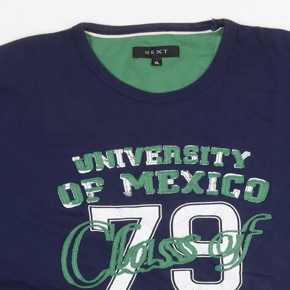 NEXT Mens Blue Cotton Pullover Sweatshirt Size XL - Mexico 79