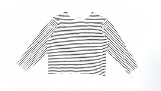 Marks and Spencer Womens White Striped Cotton Pullover Sweatshirt Size XS Pullover