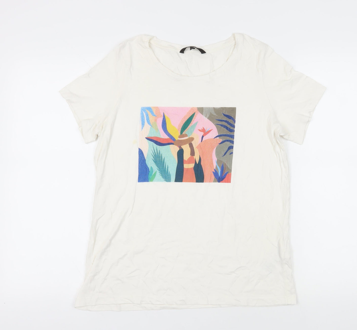 Womens UK Size L VERO MODA White Cotton T-Shirt