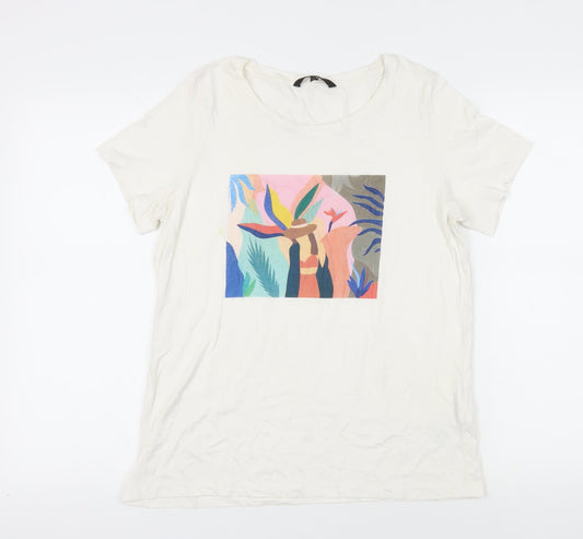 Womens UK Size L VERO MODA White Cotton T-Shirt