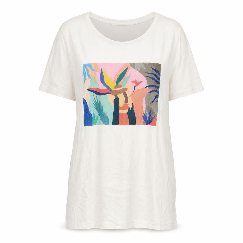 Vero Moda Womens White Cotton Basic T-Shirt Size L Crew Neck