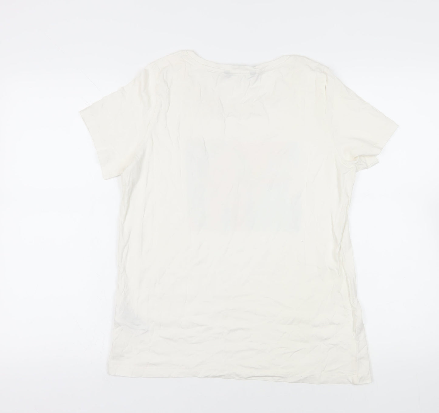 Womens UK Size L VERO MODA White Cotton T-Shirt