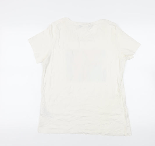 Womens UK Size L VERO MODA White Cotton T-Shirt