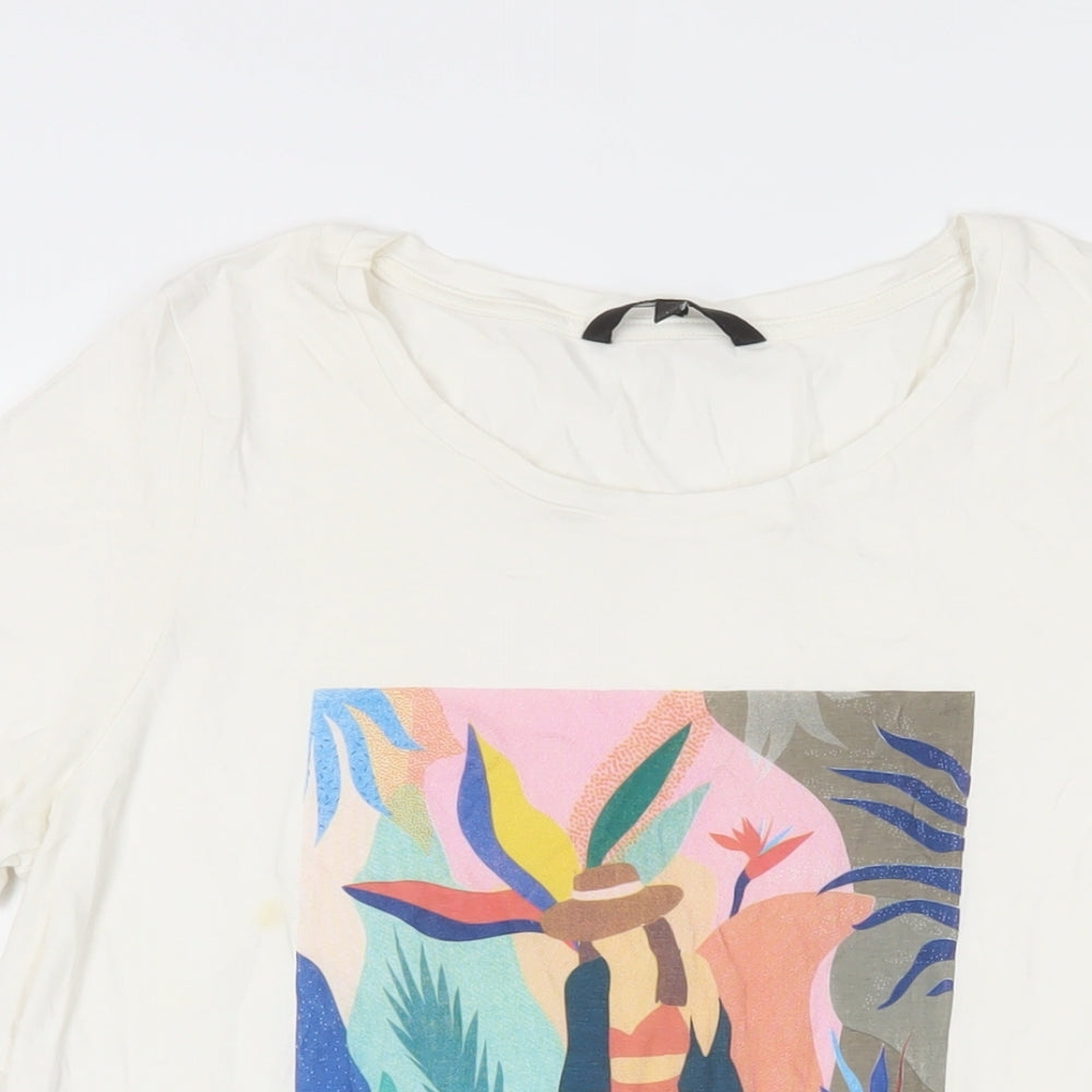 Womens UK Size L VERO MODA White Cotton T-Shirt