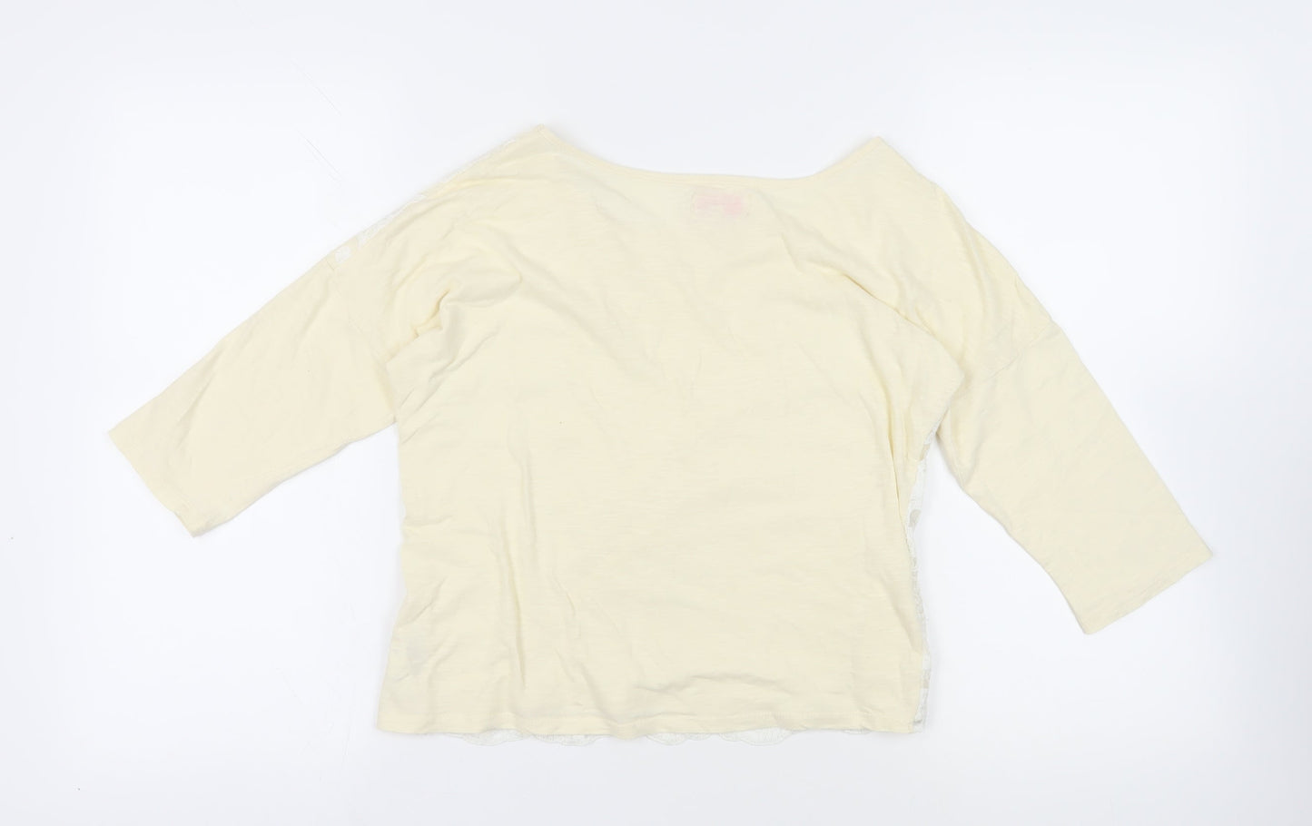 NEXT Womens Ivory Cotton Basic Blouse Size 6 Boat Neck - Lace Front Detail