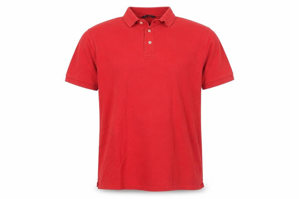 Marks and Spencer Mens Red Cotton Polo Size L Collared Button
