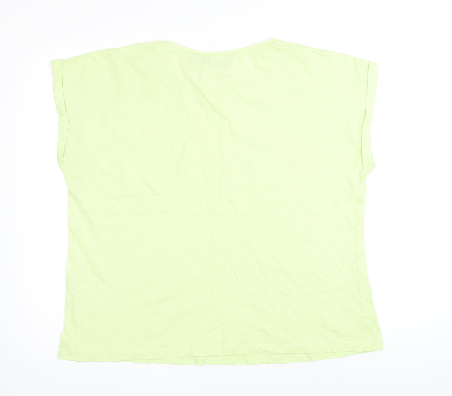 Dorothy Perkins Womens Green 100% Cotton Basic T-Shirt Size 18 Boat Neck