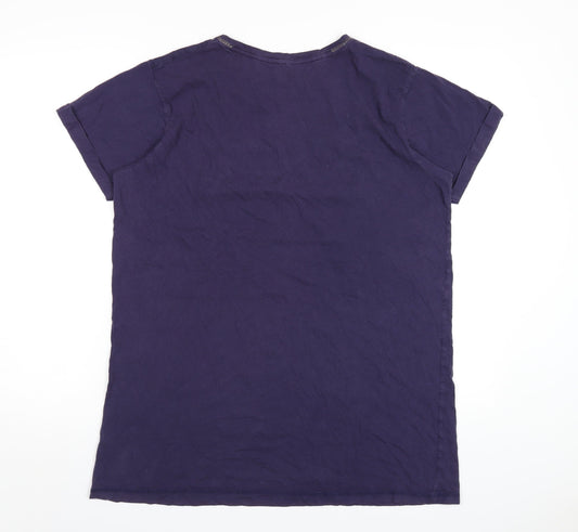 Disney Womens Purple Solid Cotton Top Pyjama Top Size S