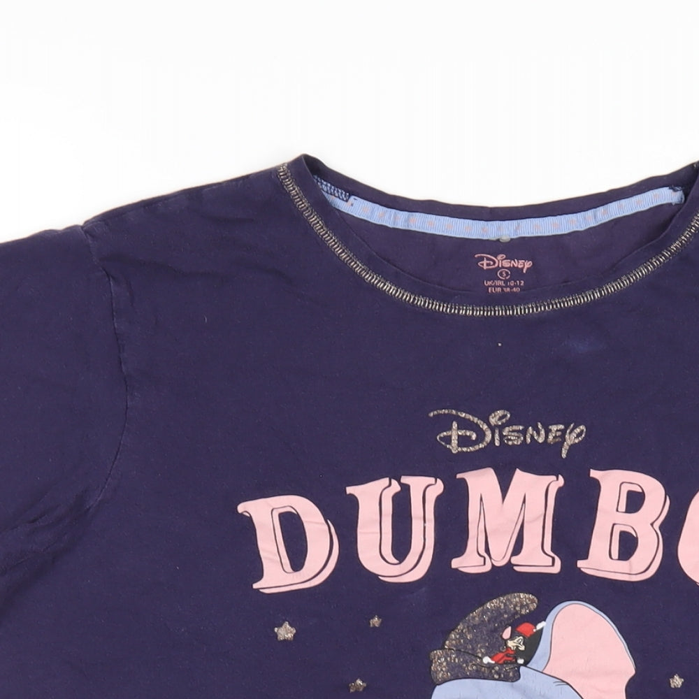 Disney Womens Purple Solid Cotton Top Pyjama Top Size S