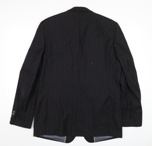 French Connection Mens Black Striped Wool Jacket Blazer Size 42 Regular