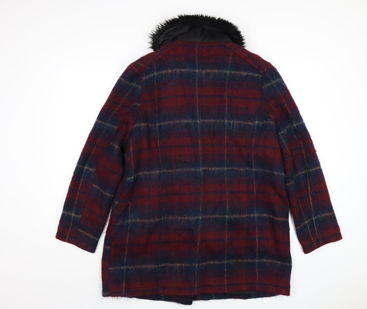 Therapy Womens Red Plaid Overcoat Coat Size 18 Zip