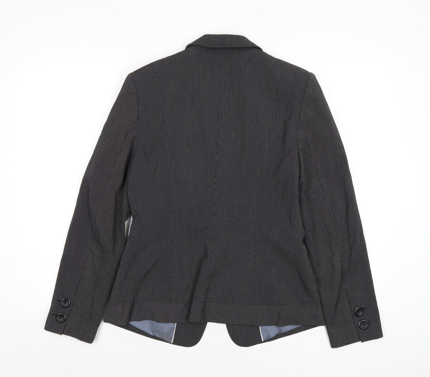NEXT Womens Black Striped Polyester Jacket Blazer Size 10