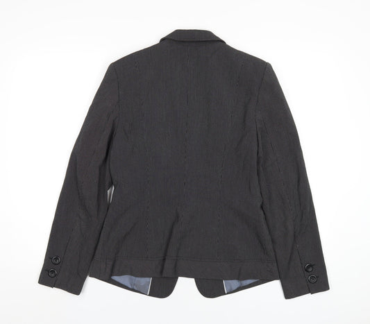NEXT Womens Black Striped Polyester Jacket Blazer Size 10