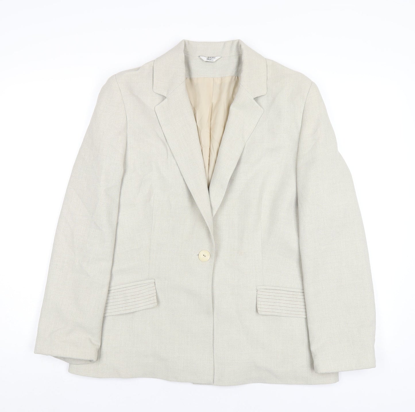 Klass Womens Beige Polyester Jacket Blazer Size 14