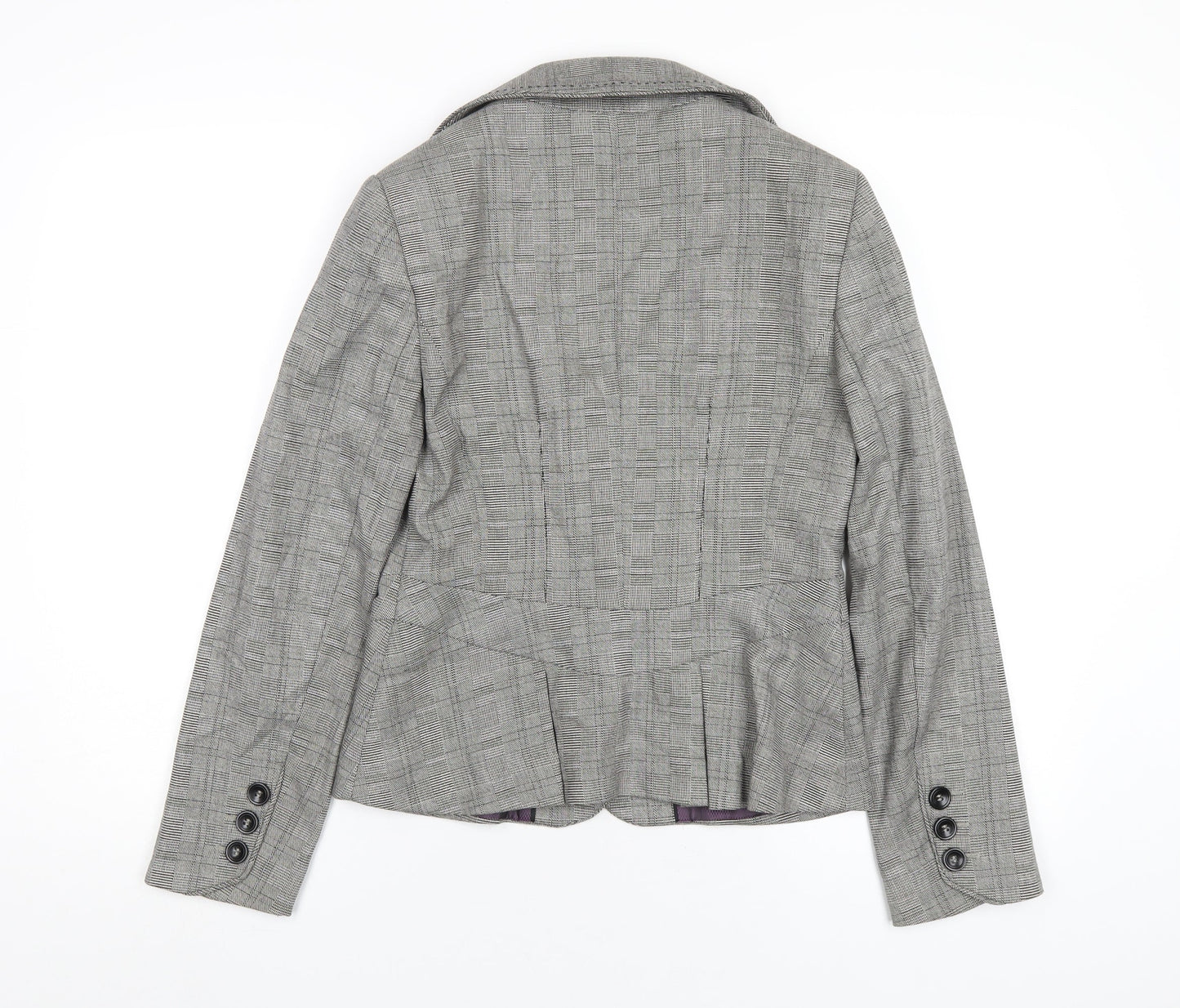 NEXT Womens Grey Plaid Polyester Jacket Blazer Size 8