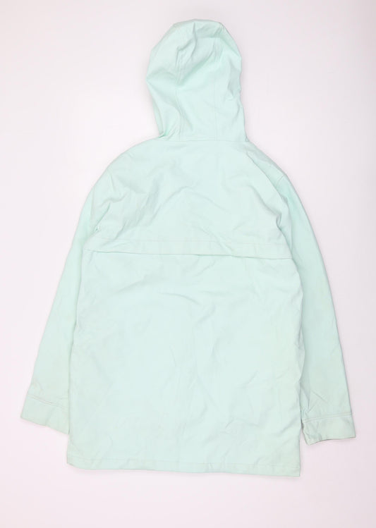 Charcoal Womens Blue Rain Coat Coat Size 12 Zip