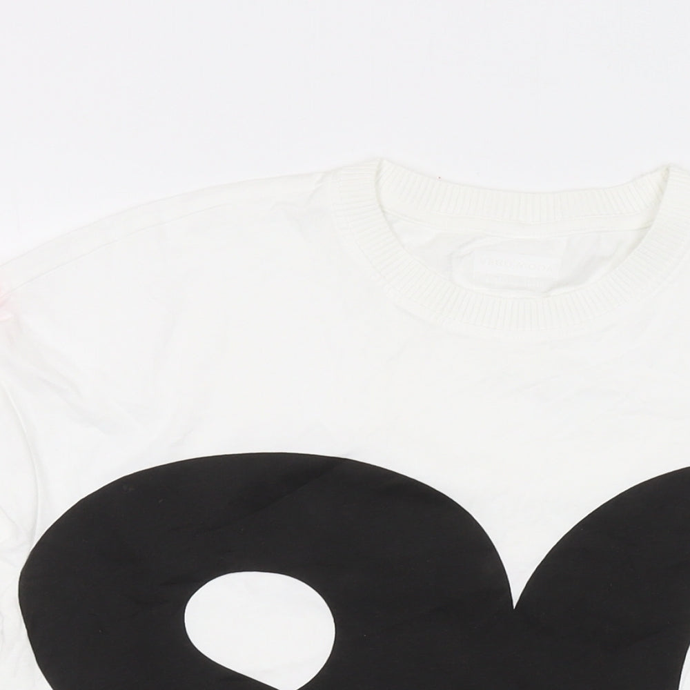 Womens UK Size S VERO MODA White Cotton T-Shirt