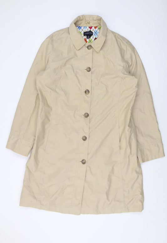 Lands' End Womens Beige Overcoat Coat Size 10 Button