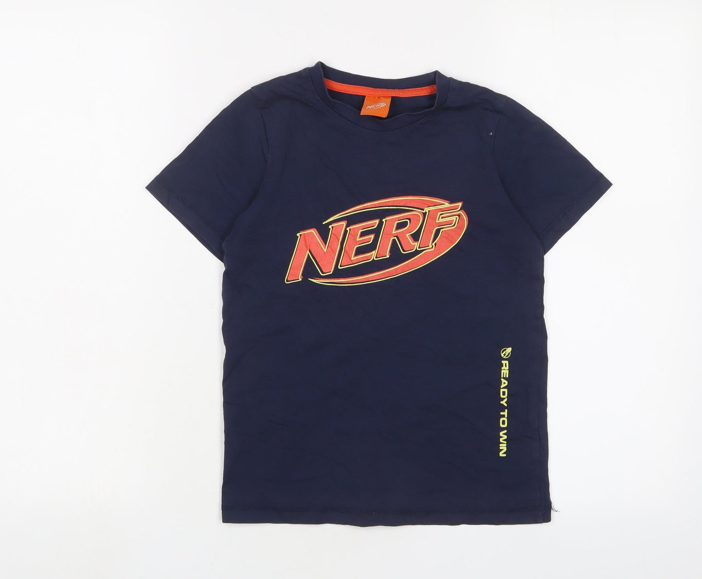 NERF Boys Blue Cotton Basic T-Shirt Size 7-8 Years Crew Neck Pullover