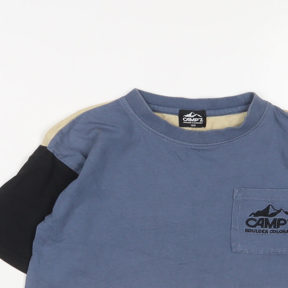 CAMP7 Boys Multicoloured Cotton Basic T-Shirt Size 7 Years Crew Neck Pullover - Logo, Embroidered