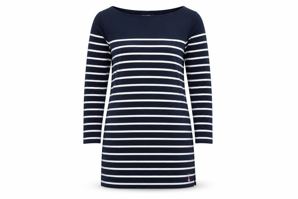 Jack Wills Womens Blue Striped Cotton Jumper Dress Size 12 Boat Neck Pullover