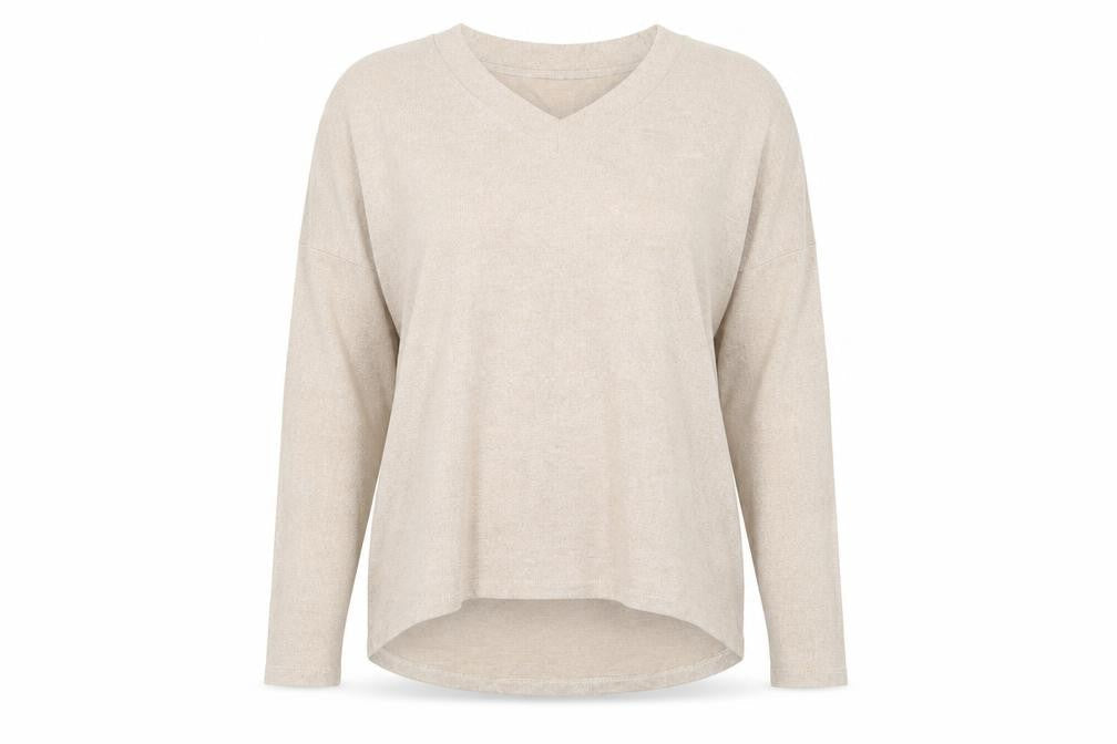 Soyaconcept Womens Beige Viscose Basic T-Shirt Size M V-Neck