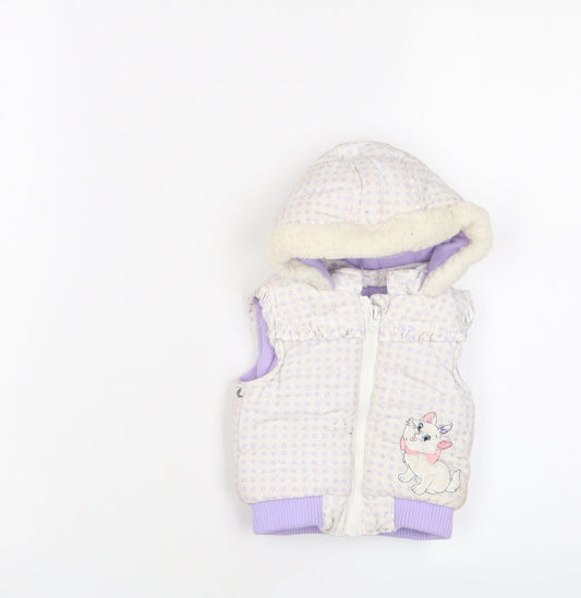 Disney Girls White Geometric Gilet Jacket Size 0-3 Months Zip - The Aristocats