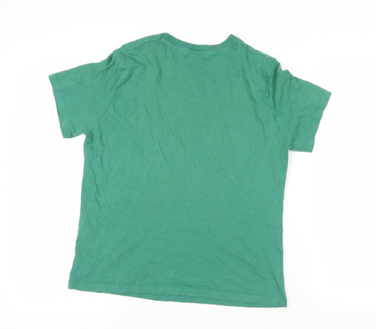 Pull&Bear Womens Green Cotton Basic T-Shirt Size S Crew Neck - Lucky Clover